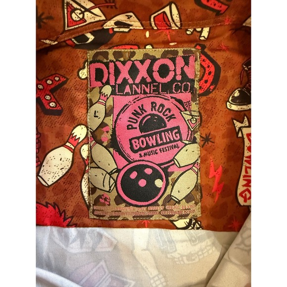DIXXON Punk Rock Bowling Graphic Short Sleeve Button Up Shirt Red Black Large‎ - Picture 5 of 6